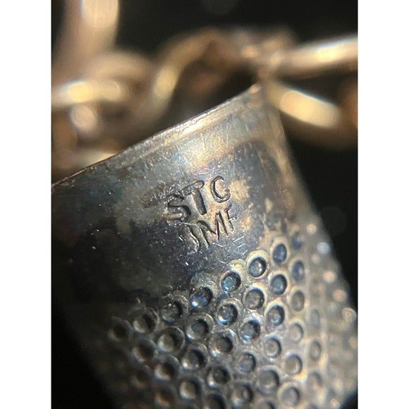 Vintage JC&Co Gold-filled Sterling Charm Bracelet Scarab Fob Sewing Mt. Rushmore - Picture 10 of 12